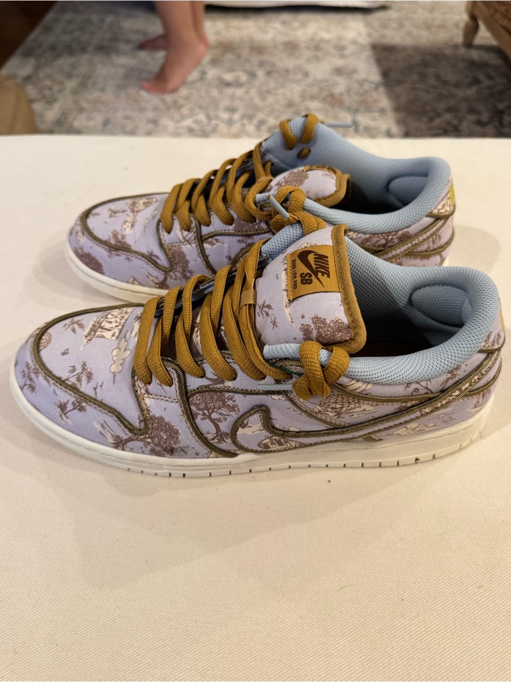 Nike SB Dunk Low Pro “City of Style” Toile  Lavender Gold Low-Top Skate Sneaker